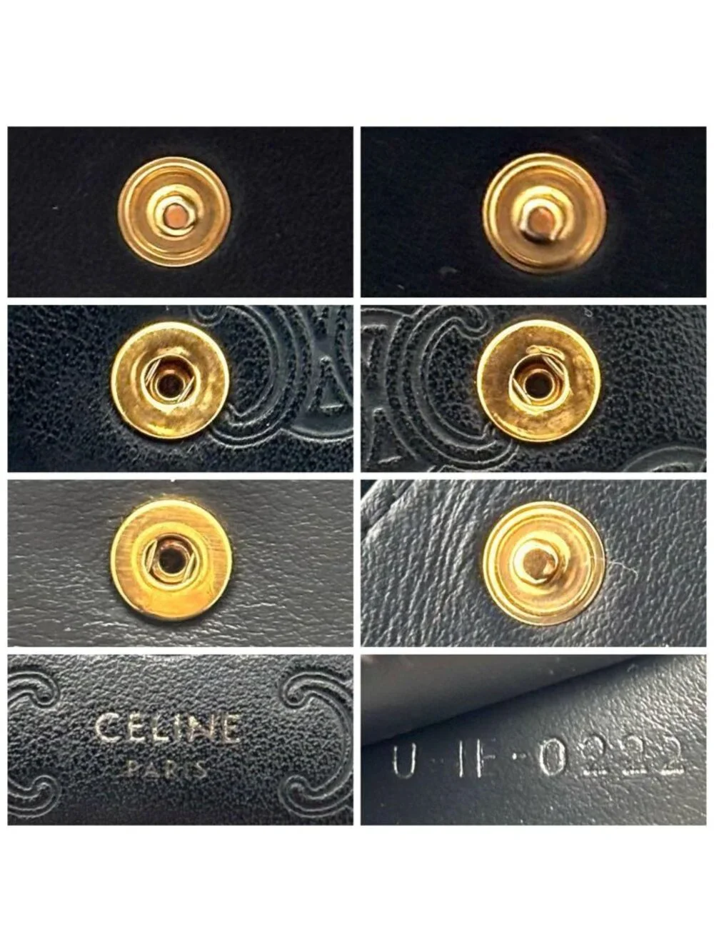 Celine Trifold Wallet Triomphe Embossed Logo Leather Black